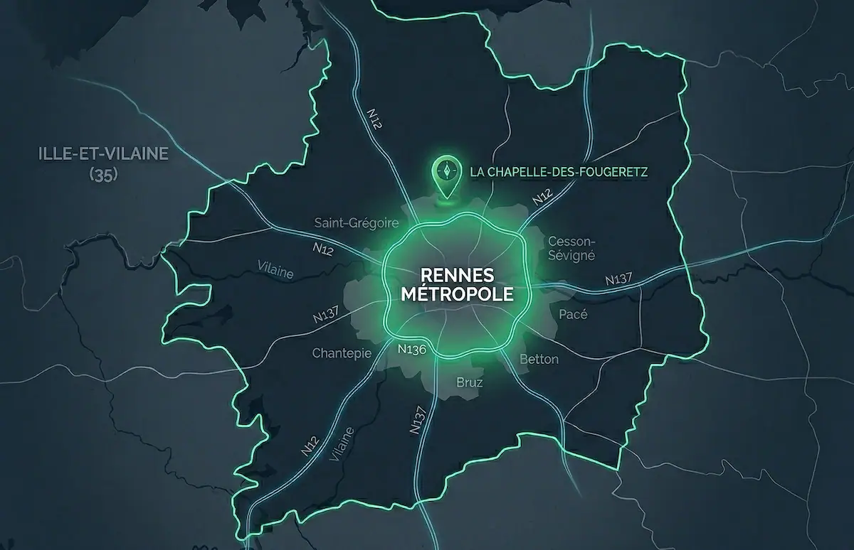 Carte de la zone d'intervention de Fred Toma Rennes en Ille-et-Vilaine